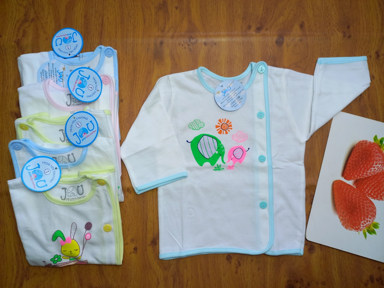 Áo sơ sinh Tay Dài bác sĩ trắng JOU, chất vải cotton 100% cao cấp mềm, mịn, thoáng mát cho bé từ 3-10 kg