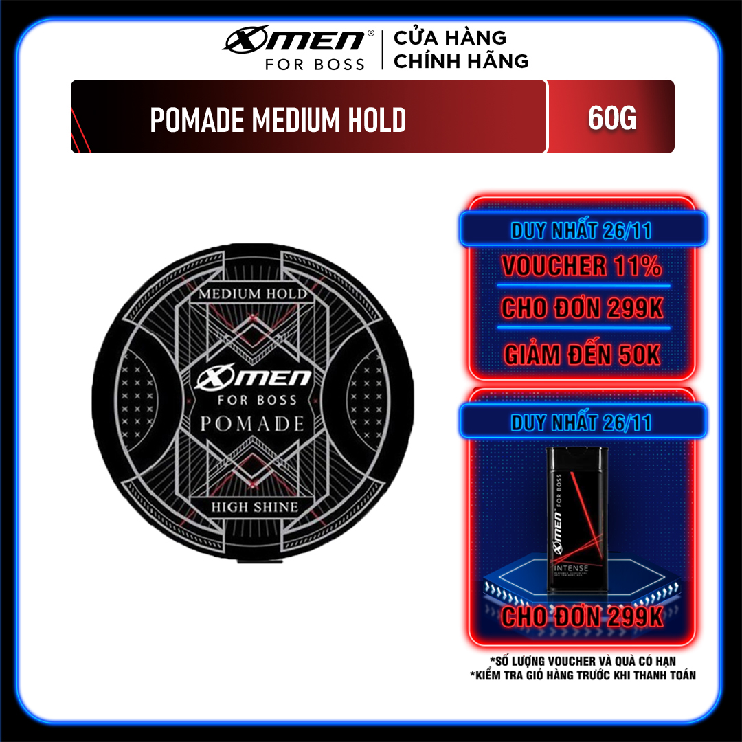 Pomade X-Men For Boss Medium Hold Vuốt ngược sành điệu