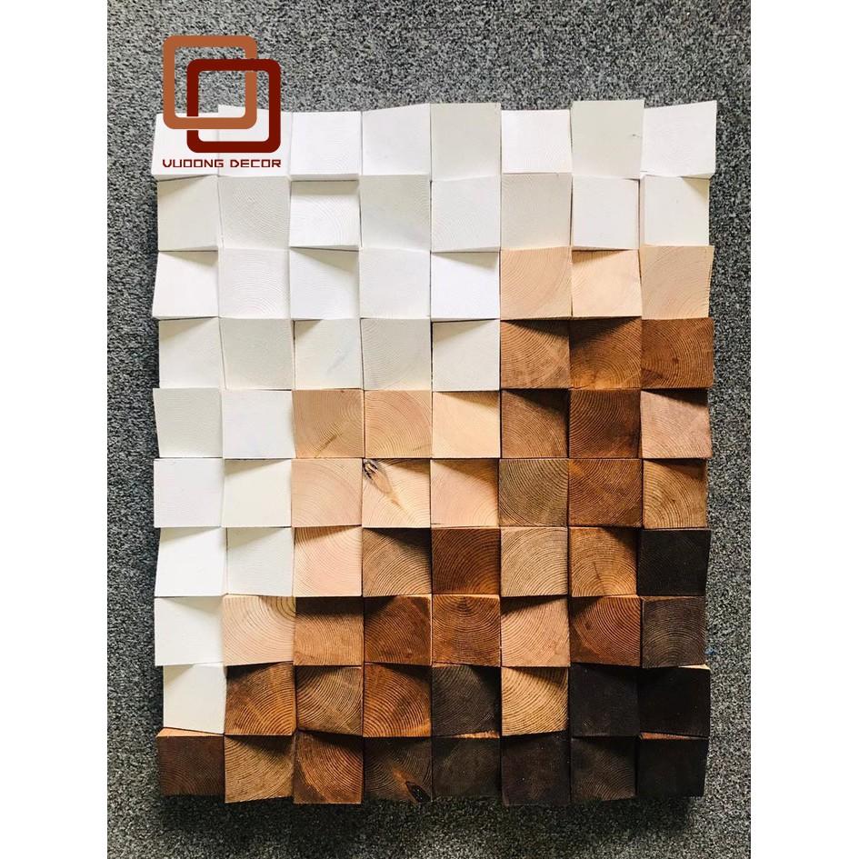 Tranh gỗ trang trí 3D tone NÂU - TRẮNG (Wood mosaic) - (KÍCH THƯỚC 30x40 và 40X60cm)