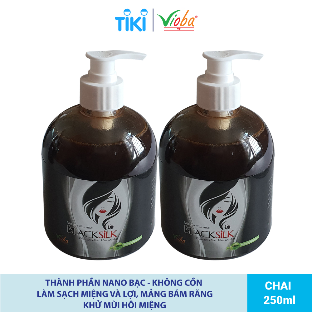 [2 chai] Dầu gội thảo dược Blacksilk - Kích mọc tóc, tái tạo nang tóc đen, giảm gãy rụng tóc, nuôi dưỡng tóc từ gốc. Sản phẩm của Vioba, chai 500ml