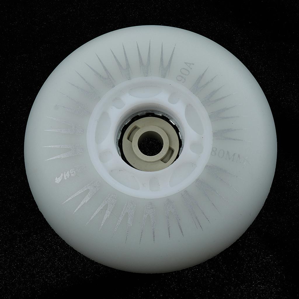 2x4 Pieces 80mm LED Lights Flashing Inline Skate Roller Skating Wheels White