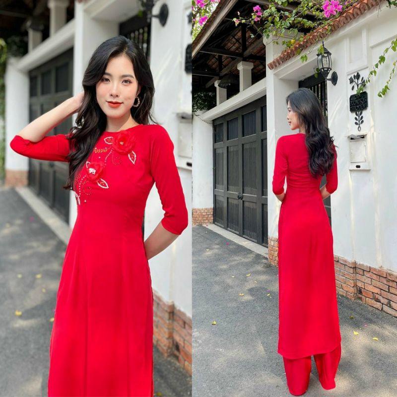 SÉT BỘ ÁO DÀI KẾT BÔNG CAO CẤP