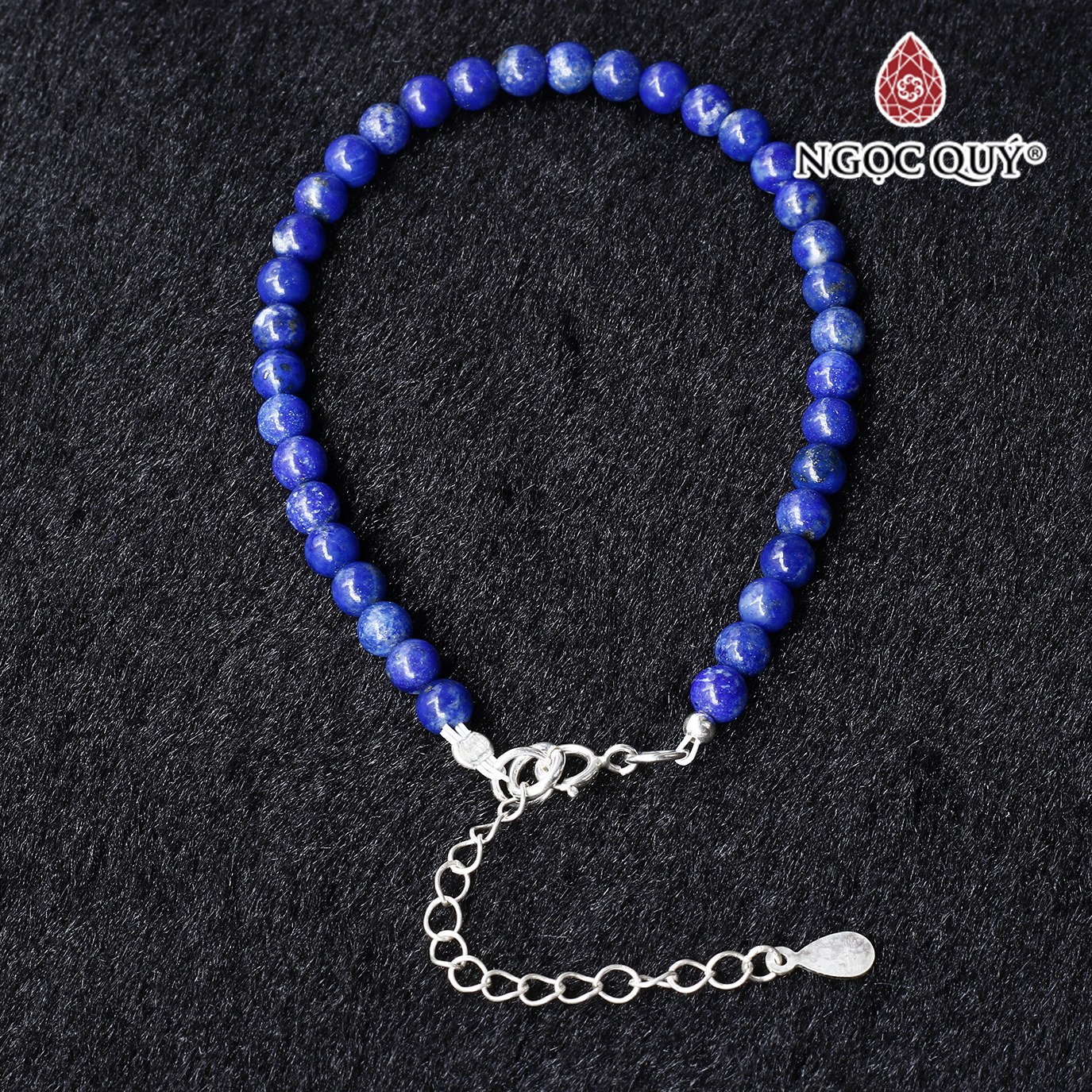 Vòng tay đá lapis lazuli hạt mini khóa bạc mệnh thủy, mộc - Ngọc Quý Gemstones