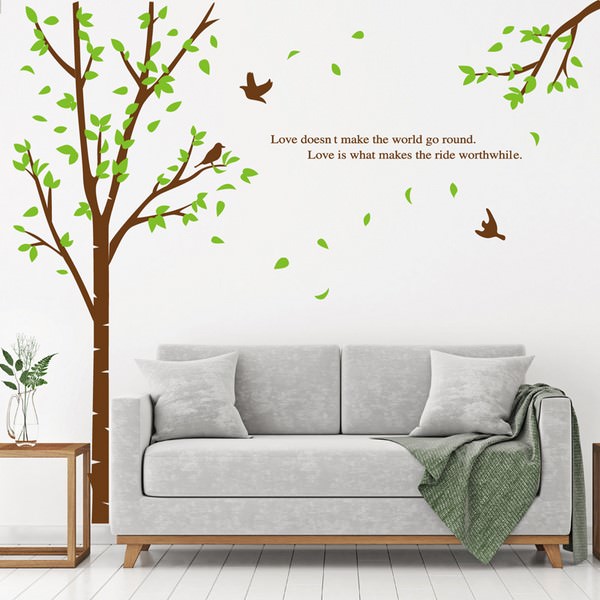Decal Dán Tường Trang Trí Cây Và Chim 1