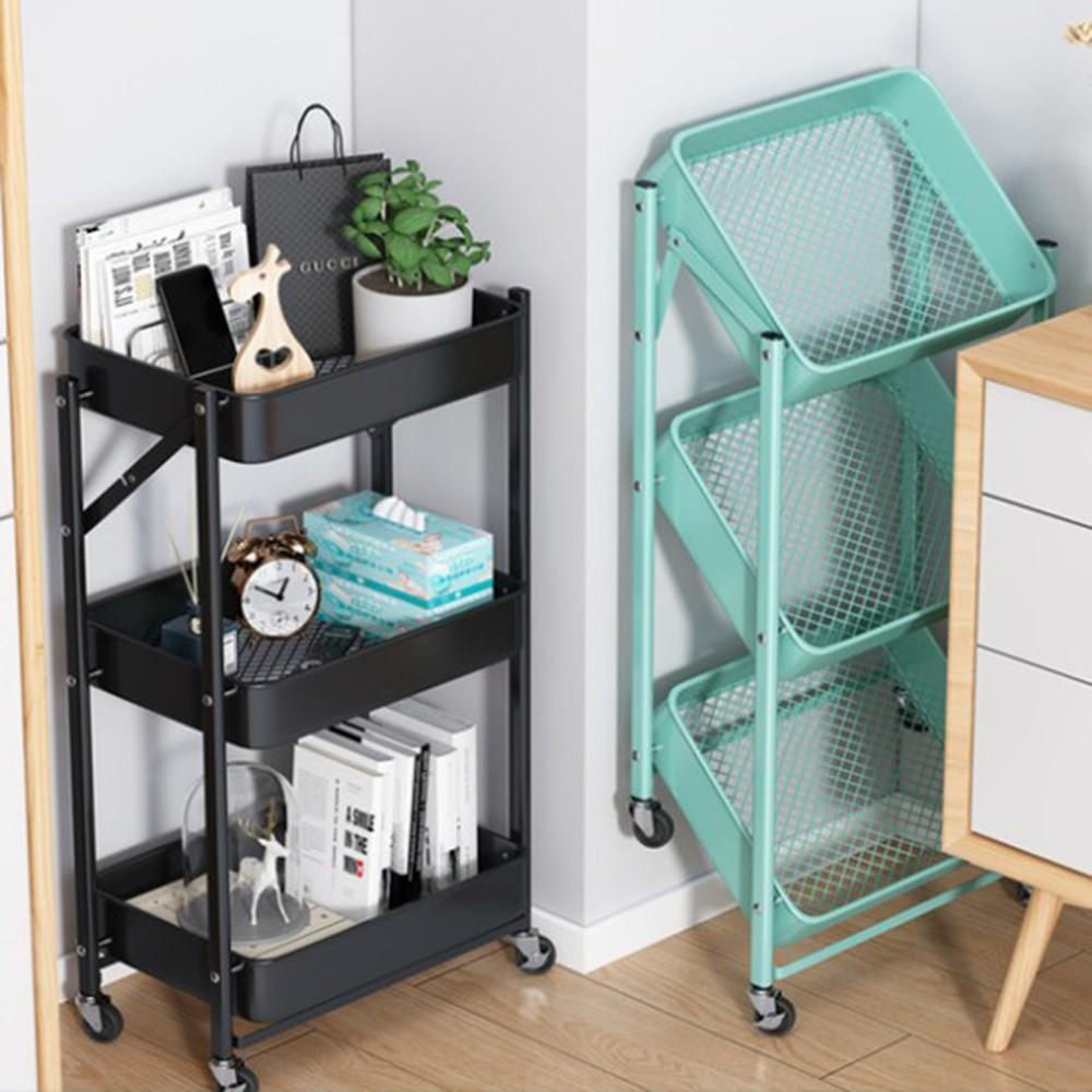 Kệ đựng đồ 3 tầng đa năng có bánh xe, kệ để đồ di động, gấp gọn, giá kệ tiện ích trong nhà bếp, nhà tắm 2022