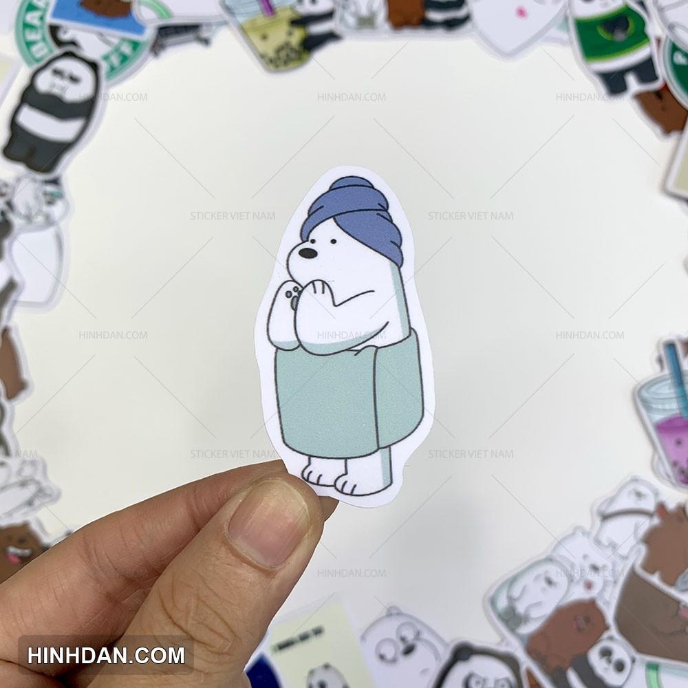 Sticker WE BARE BEARS - Những Chú Gấu - Dán Trang Trí - Chất Liệu PVC Cán Màng Chất Lượng Cao Chống Nước, Chống Nắng, Không Bong Tróc Phai Màu