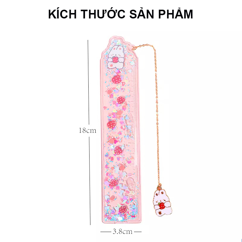 Thước kẻ, thước dẻo bằng nhựa đủ họa tiết màu sắc sinh động phối hạt kim tuyến lấp lánh chuyển động – H032