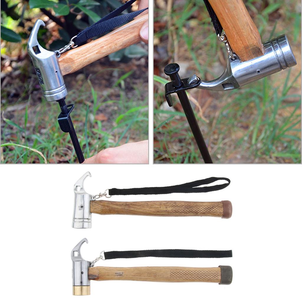 Hiking Camping Tent Mallet Hammer Peg Stake Puller for Ground Nails Metal Head