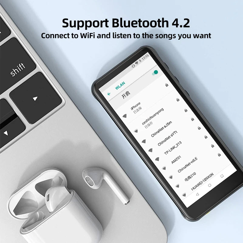 Quà Tặng Kèm - Máy Nghe Nhạc MP3 Ruizu Z80 HĐH Android 8.1 RAM 2Gb/ROM 16Gb Bộ Xử Lý 8 Nhân Kết Nối Wifi Bluetooth 4.2 Màn HD 4inches - Hàng Chính Hãng