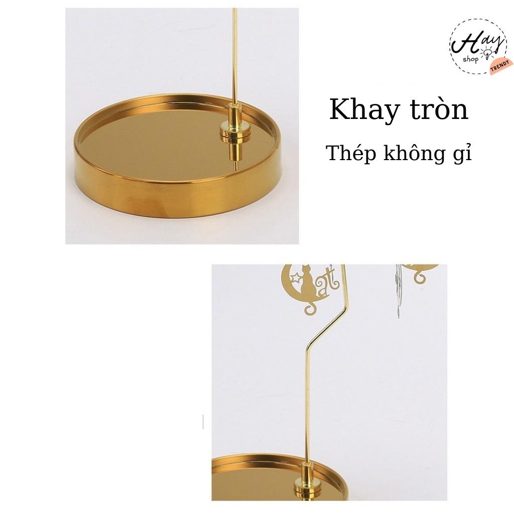 Khay Đựng Nến, Đế Đựng Nến Thơm Kèm Chong Chóng Xoay Bằng Kim Loại Trang Trí Nhà, Bàn Tiệc Cao Cấp,Độc Đáo