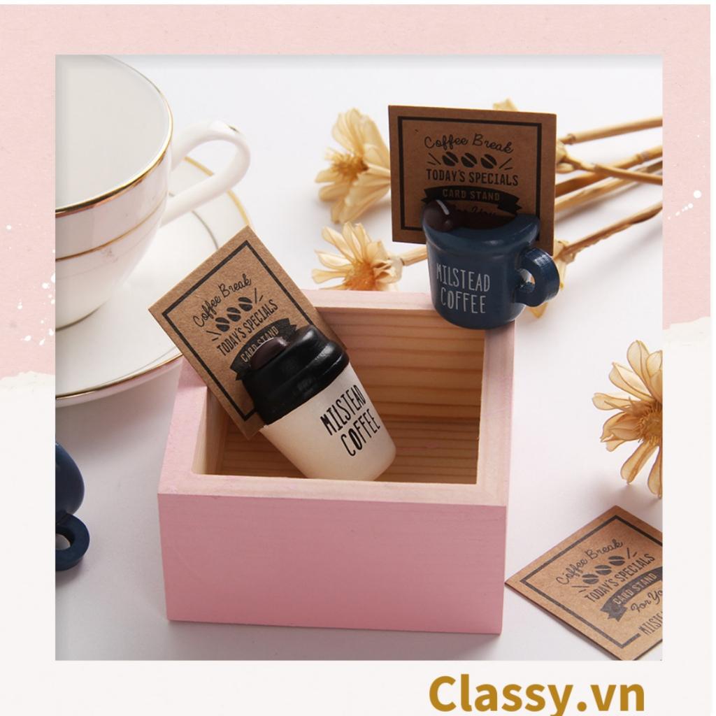 Kẹp Classy đỡ giấy Lưu ý để bàn trang trí, chất liệu gỗ, kích thước 43 * 4 cm hình cốc trà sữa PK623