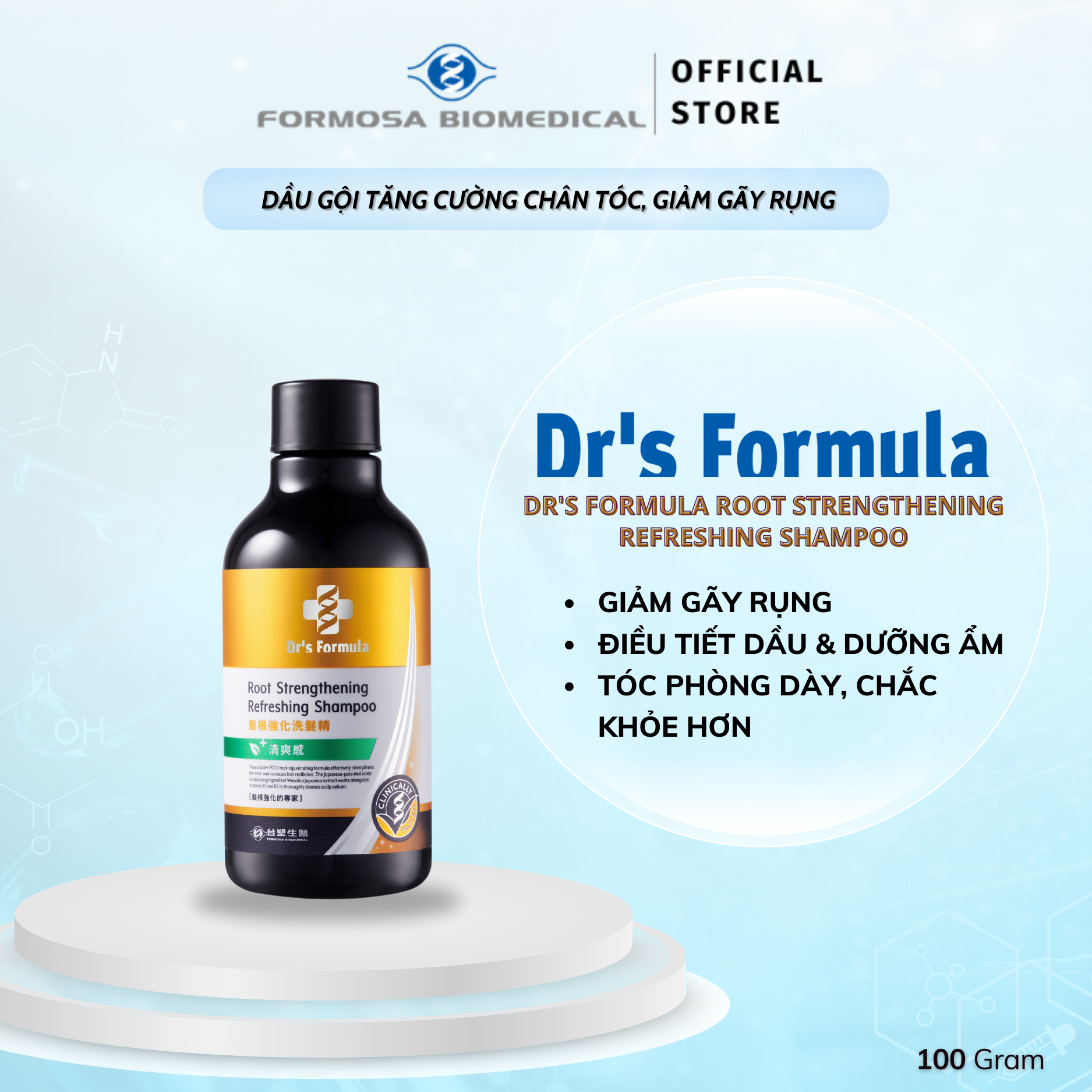 Dầu Gội Tăng Cường Chân Tóc Giảm Gãy Rụng Dr's Formula Root Strengthening Refreshing Shampoo 100g