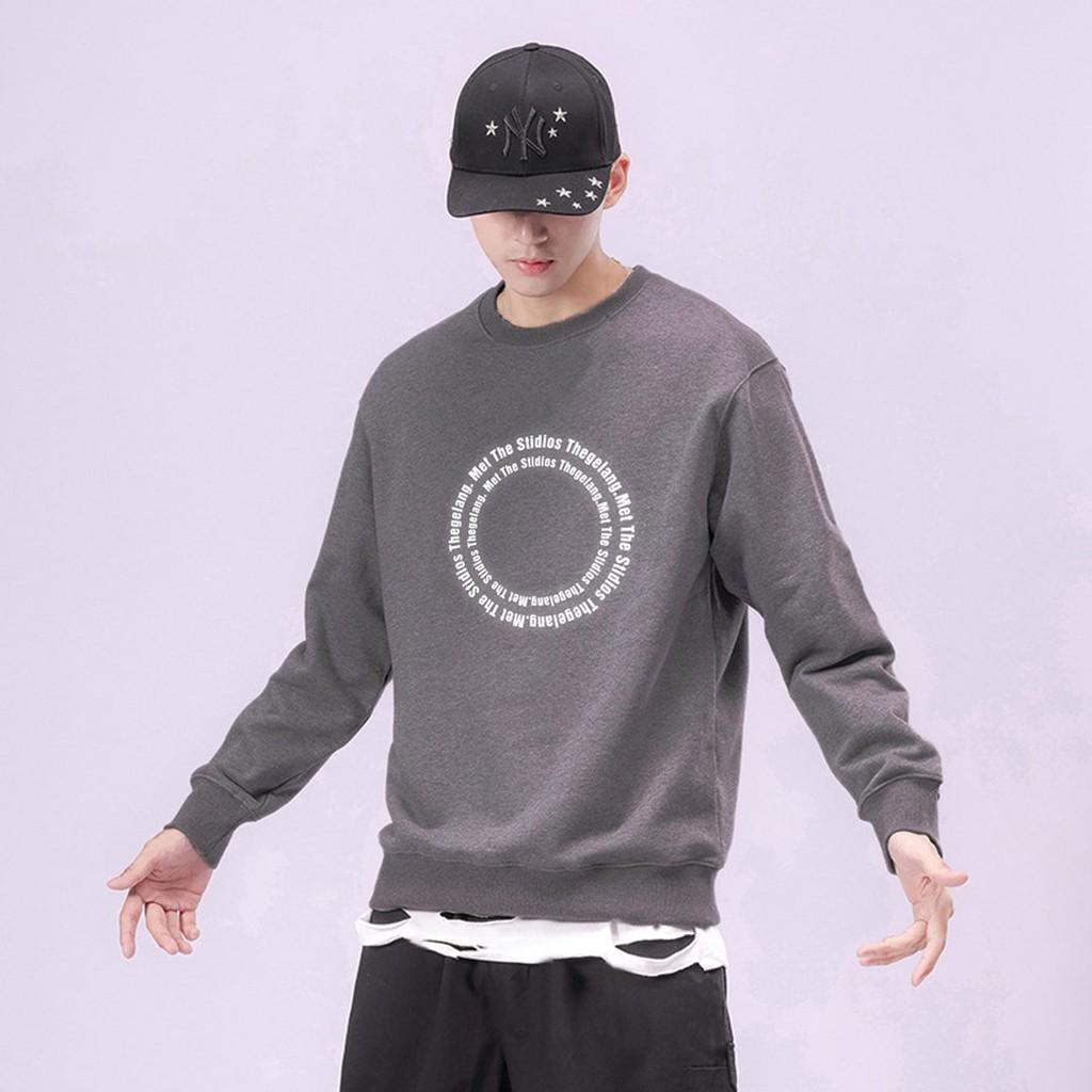 Áo sweater Vòng Tròn Chữ Phản Quang unisex nam nữ phong cách hàn quốc form rộng – ST189- babitrendy