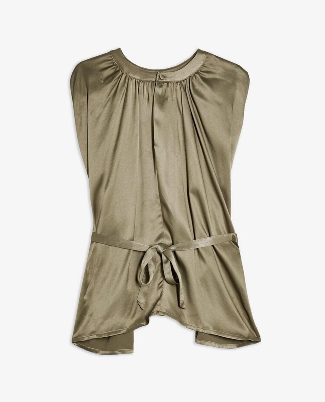 TOPSHOP - Áo kiểu nữ cổ tròn Khaki Sleeveless Tie Waist 13W18RKHA