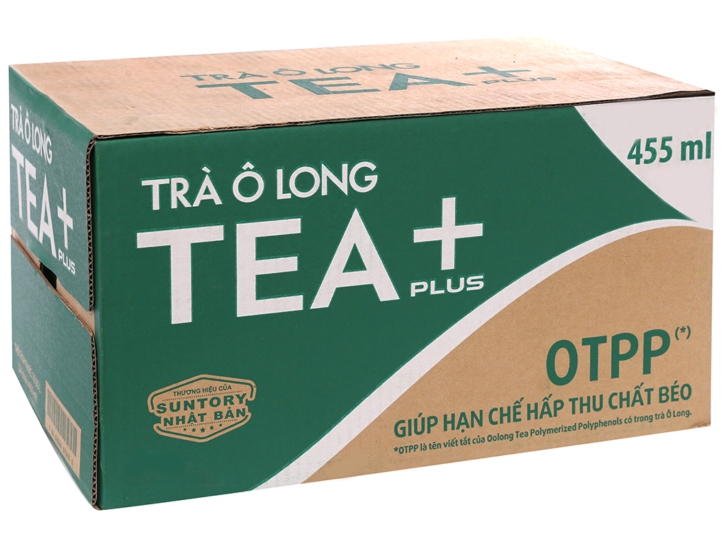 Thùng 24 chai trà ô long Tea Plus 455ml