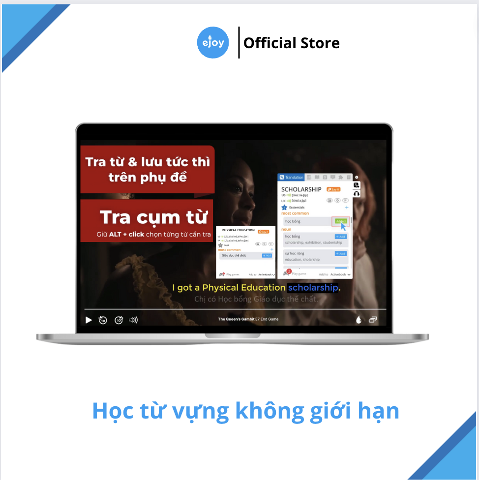 Gói học Tiếng Anh eJOY 24 tháng - lưu và tra từ vựng không giới hạn, xem video song ngữ