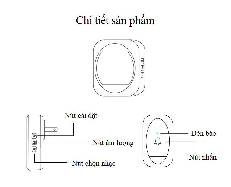 Chuông báo mở cửa chuyên dùng trong gia đình, chung cư tích hợp đa dạng kiểu chuông, mặt chuông hiển thị nhiệt độ cao cấp ( TẶNG QUẠT MINI CẮM CỔNG USB ĐA NĂNG CAO CẤP - Màu ngẫu nhiên )