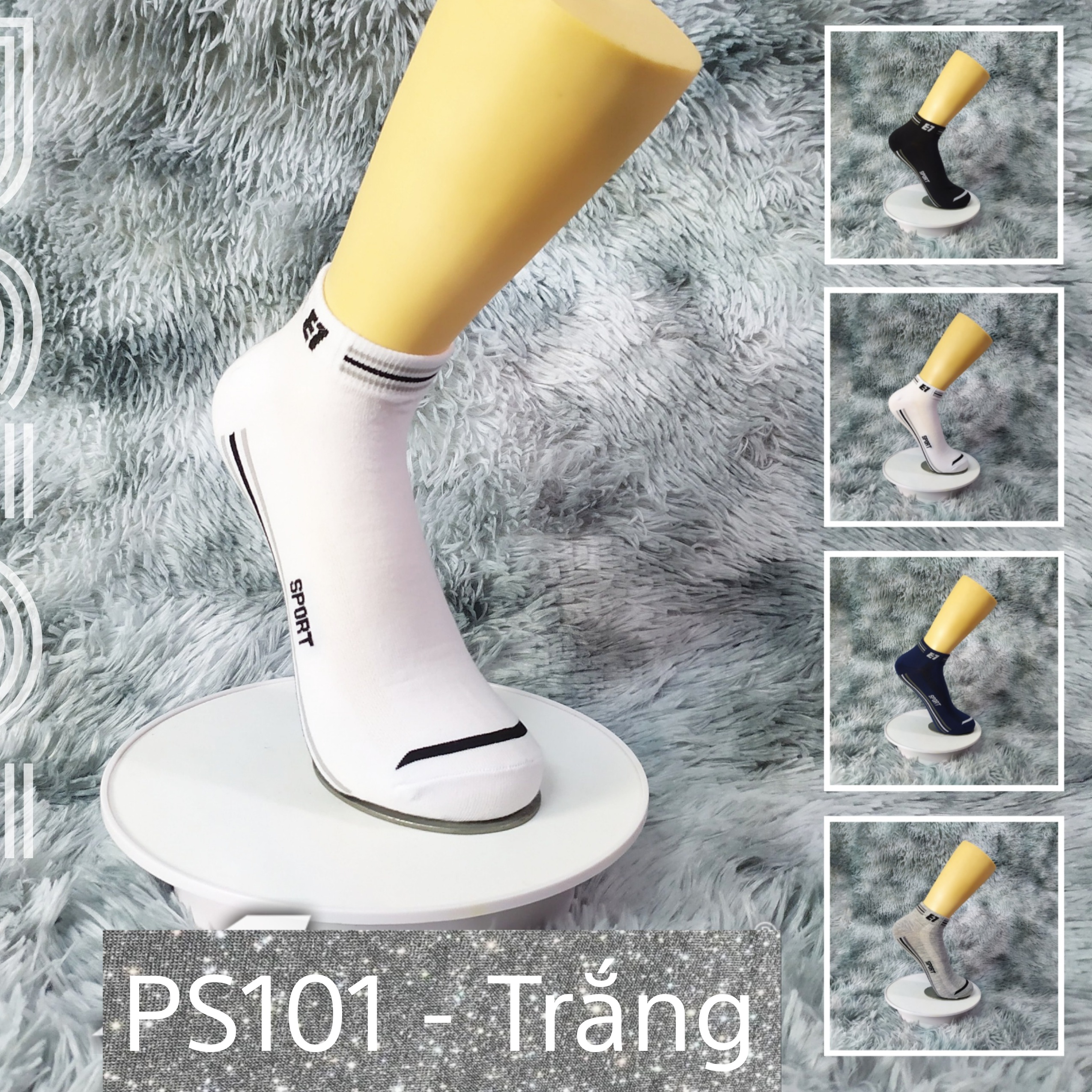 Tất Vớ cổ ngắn unisex 3 sọc AS-PS101. 4 màu: Trắng, Đen, Xanh, Xám. dày dặn, mềm mại, kháng khuẩn khử mùi,không hôi chân.