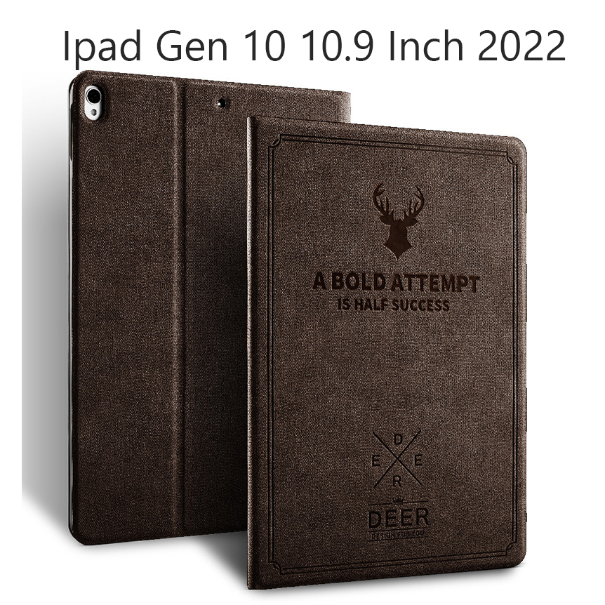 Bao Da Cover Dành Cho Ipad Gen 10 10.9 Inch 2022 Vân Da Tuần Lộc