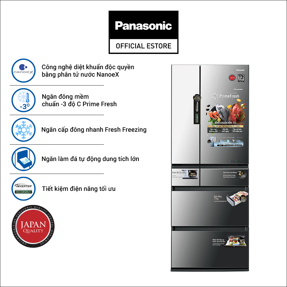 Tủ Lạnh 6 Cánh Panasonic 589 Lít NR-F603GT-X2 - Công nghệ diệt khuẩn độc quyền - Hàng chính hãng