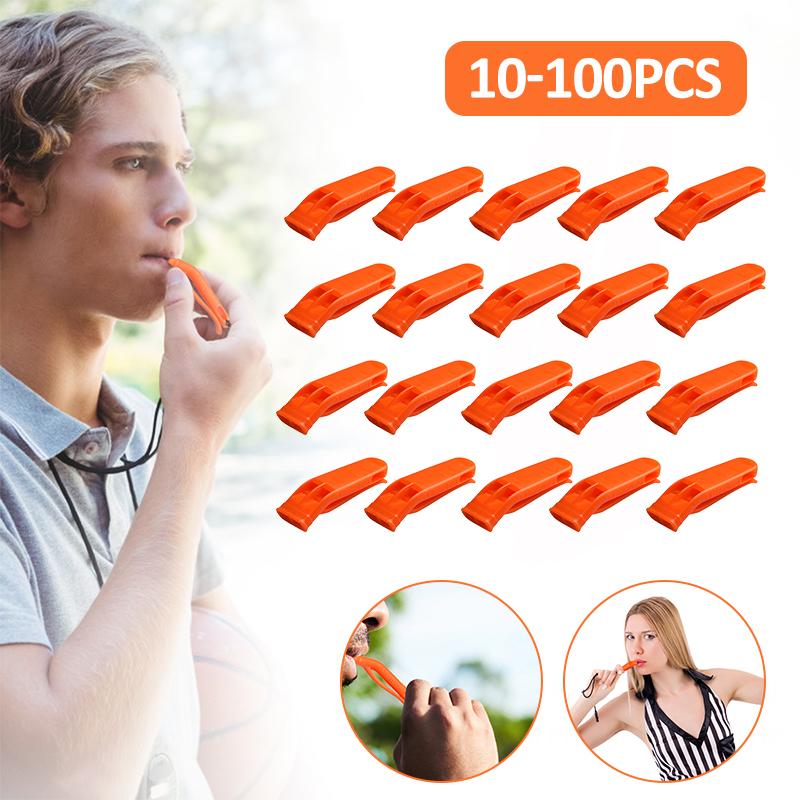 Khẩn Cấp Thiết Bị Đa Năng Bộ Nhựa Ngoài Trời Đi Cắm Trại Sinh Tồn Còi To Trận Đấu Thể Thao Tuyên Bố 2 Băng Tần Còi Color: 80pcs