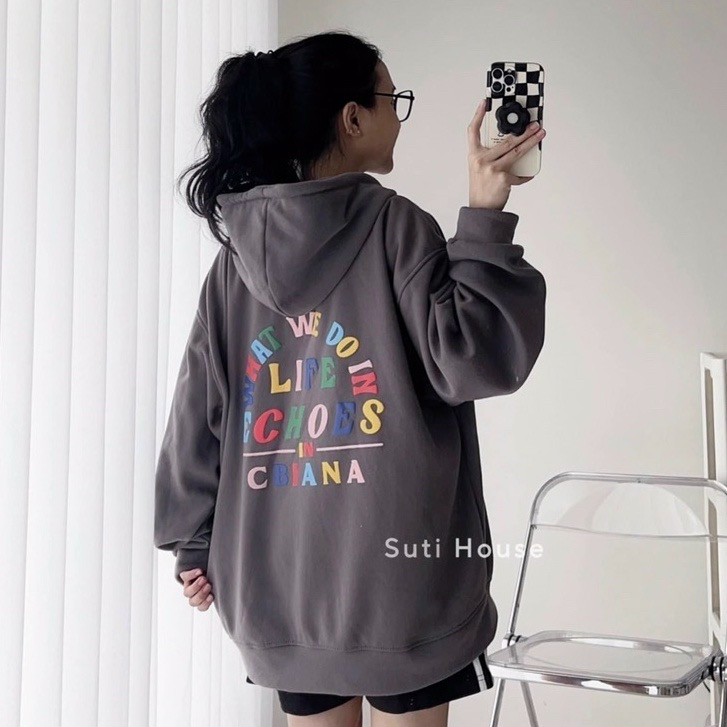 Áo Khoác Thun Nỉ Chữ CBIANA Form Rộng Unisex -FREESHIP- Hoodie Khóa kéo Zip Cặp Đôi Nam Nữ Mặc Chống Nắng Thu Đông