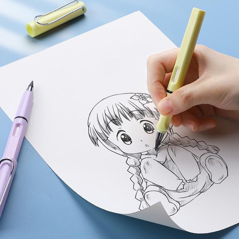 Bút chì vĩnh cửu siêu bền siêu đẹp - Bút chì không cần chuốt loại vỉ xịn có kèm tẩy và ngòi thay