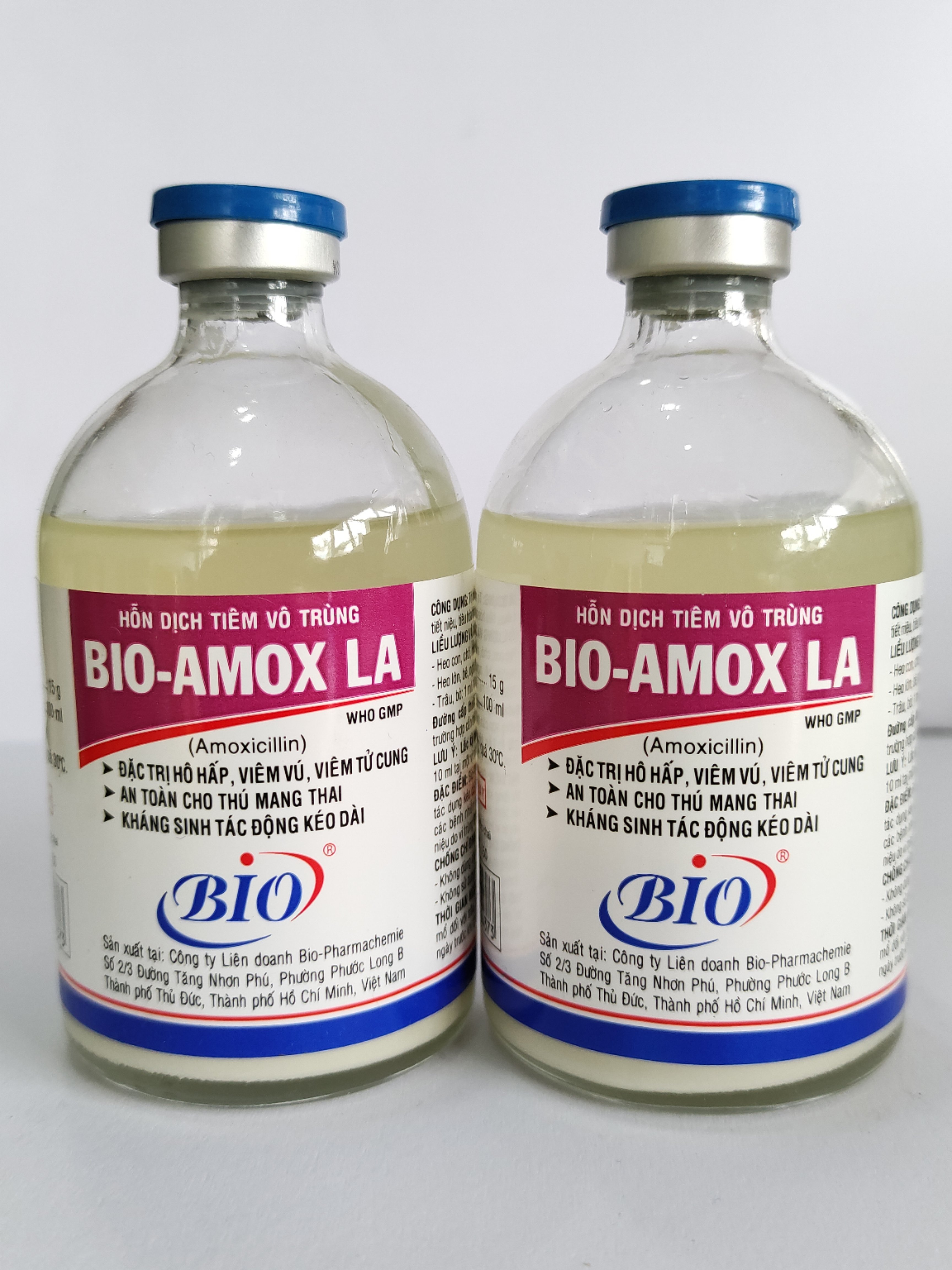 Hỗn dịch tiêm vô trùng BIO-AMOX LA chuyên bệnh hô hấp viêm vú, viêm tử cung, an toàn cho thú mang thai
