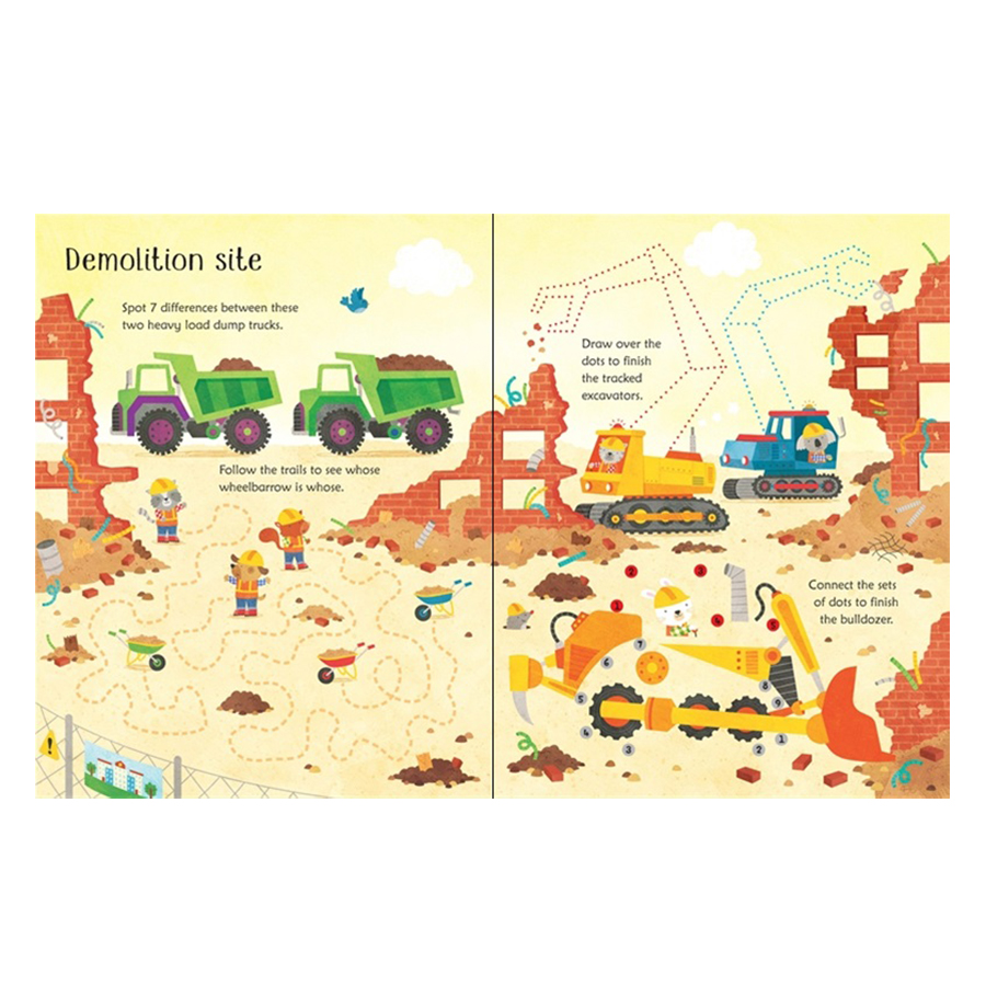 Sách tẩy xóa tiếng Anh - Usborne Wipe-Clean: Building Site