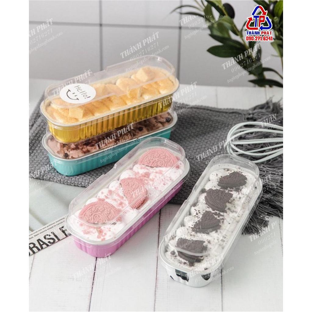 100 hộp thiếc chữ nhật nhiều màu - đế bạc đựng bánh oreo cheesecake, tiramisu, mouus - nướng trực tiếp bánh pizza