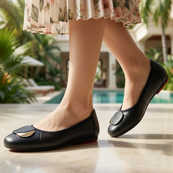 Giày Nữ Búp Bê Đế Bệt 2cm HA NAM Da Bò Thật Thời Trang Cao Cấp GBBN2041