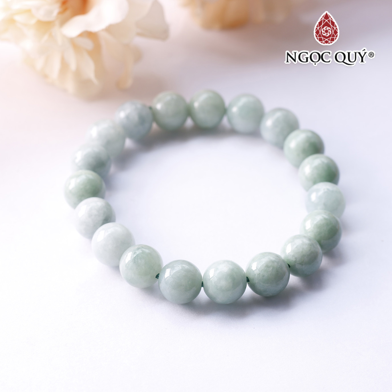 Vòng tay đá cẩm thạch hạt 9mm - Ngọc Quý