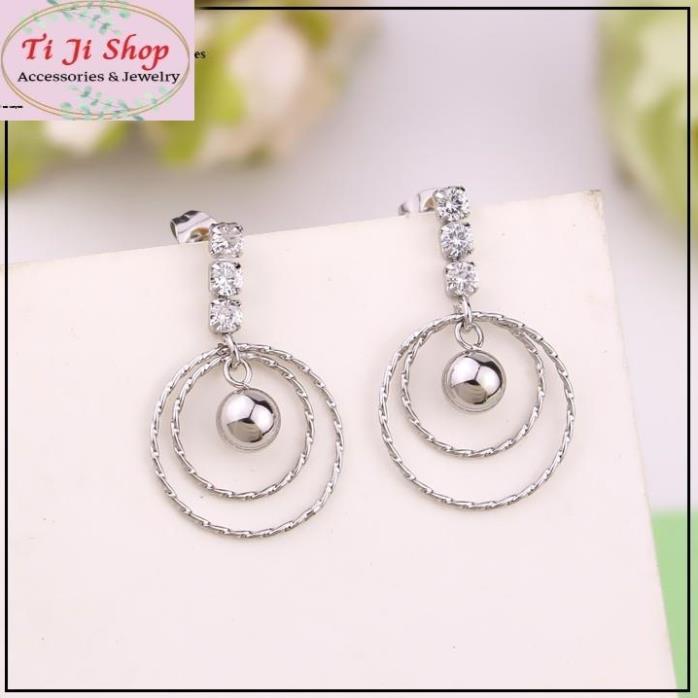 BÔNG TAI NỮ INOX TÒN TEN HÌNH TRÒN CÓ BI
