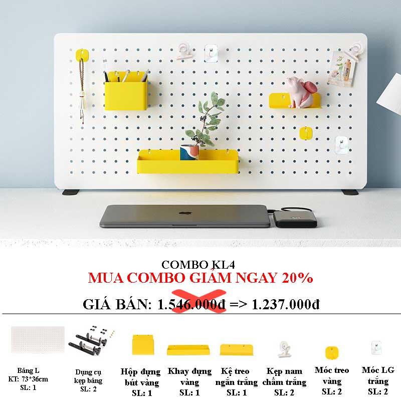 BẢNG PEGBOARD SƠN TĨNH ĐIỆN CAO CẤP KẸP BÀN - DỌN DẸP GÓC LÀM VIỆC VÀ DECOR KHÔNG GIAN SỐNG - Combo KL4