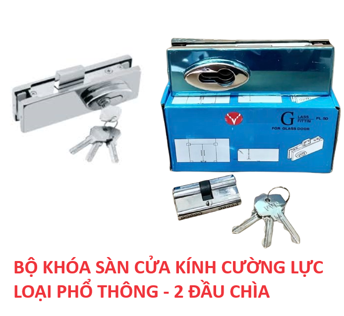 Khóa Sàn Cho Kính Cường Lực 10 - 12 ly, Khóa Cửa Kính Cường Lực, Khóa VVP Loại 2 Đầu Chìa, Chất Lượng Cao. TakyHome 3701