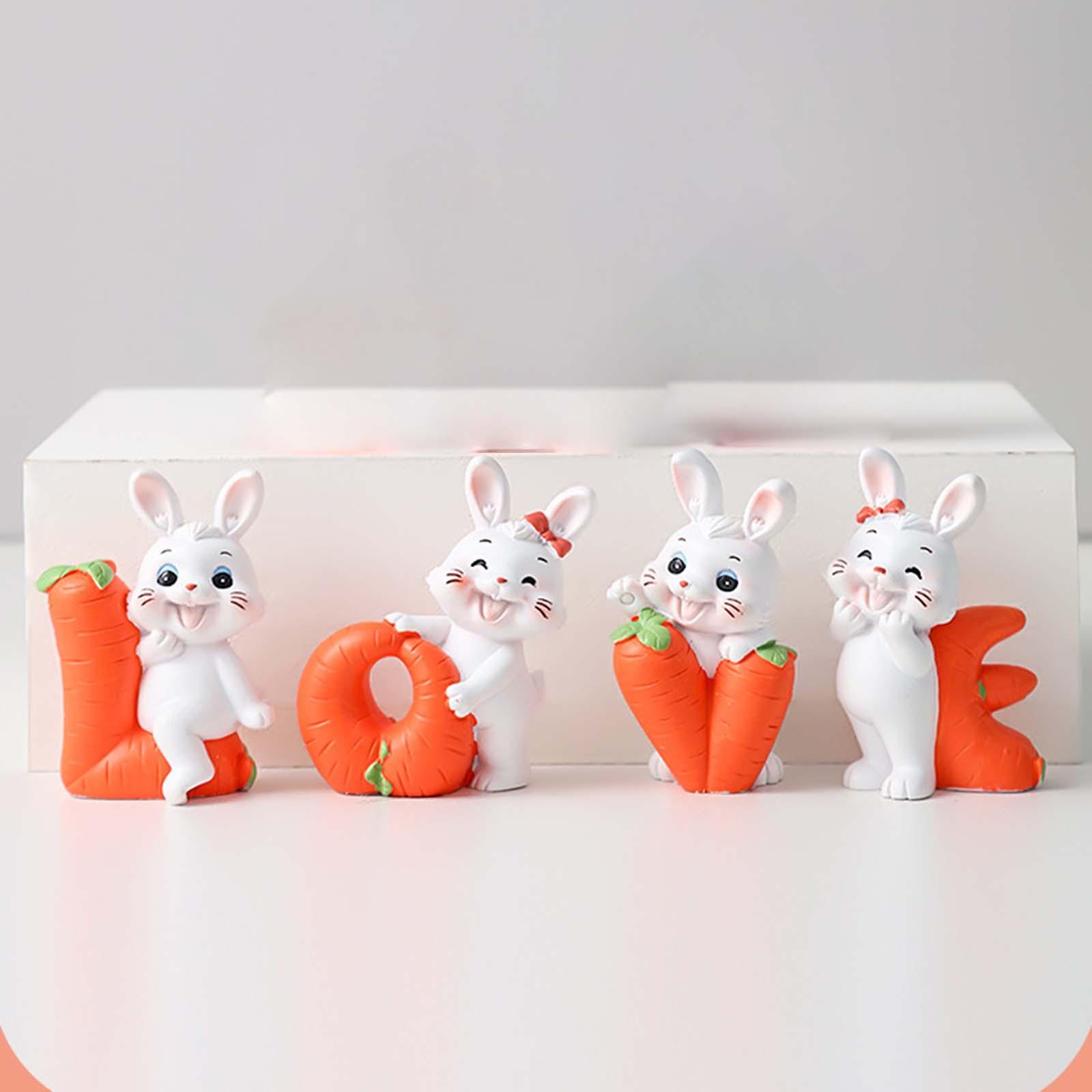 Carrot Bunny Figurines Sculptures Rabbit Statue for Desktio Collectible