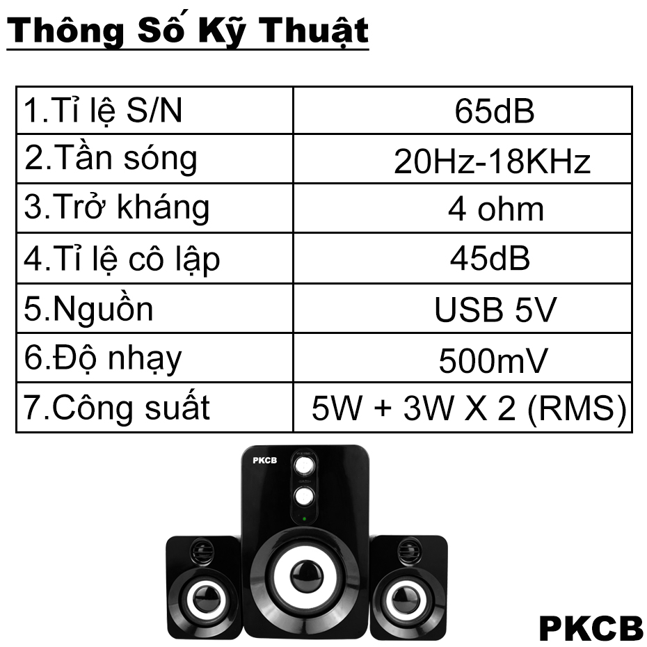 Loa Vi Tính PKCB Cho Điện Thoại,Laptop,Máy Tính Âm Thanh Chất Lượng Cao M94 Trắng - Hàng Chính Hãng