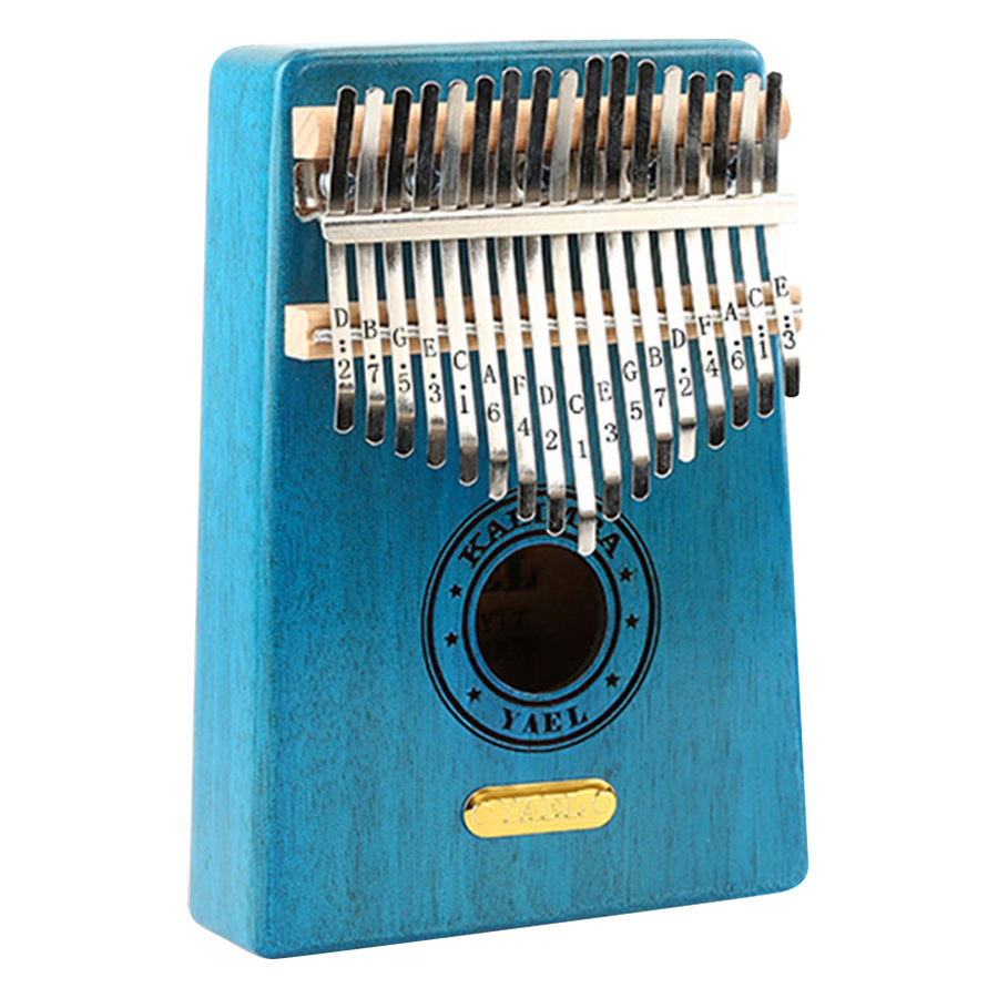 Đàn Kalimba 17 Phím Gỗ Mahogany Yael Y17M-BL Kèm Kèn Kazoo - Xanh