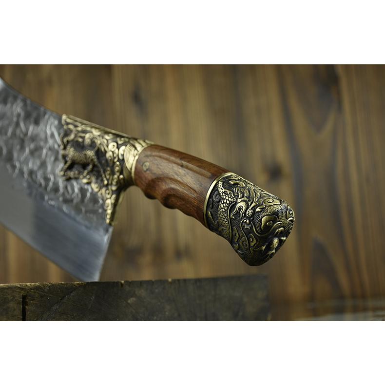 Dao bếp thái lọc,chặt gà không rỉ cao cấp, mặt dao hoa văn phong thủy,khâu đồng - D38 DT149 T