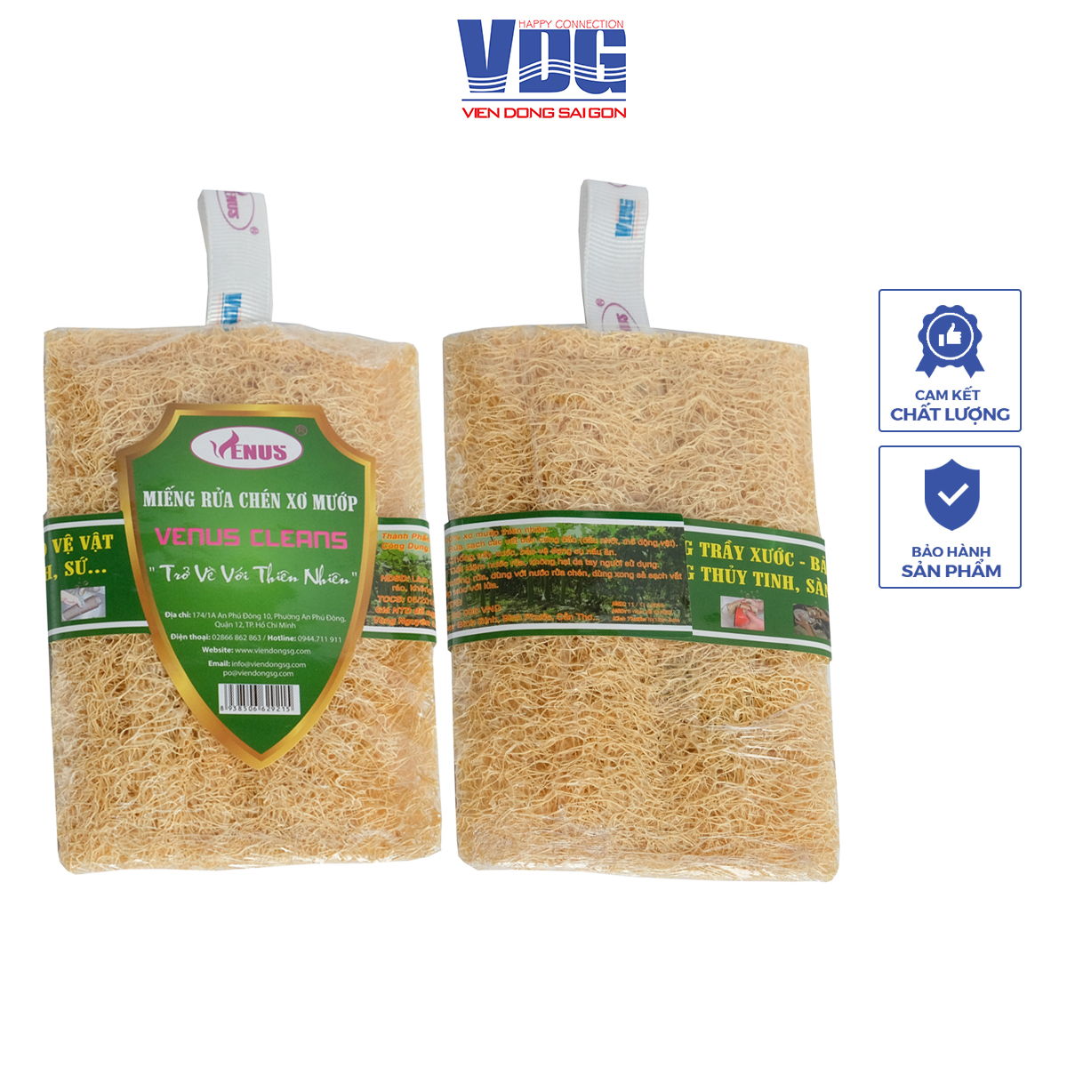 Miếng rửa chén xơ mướp Venus Cleans tạo nhiều bọt, làm sạch những vết bẩn nhất trên chén đĩa