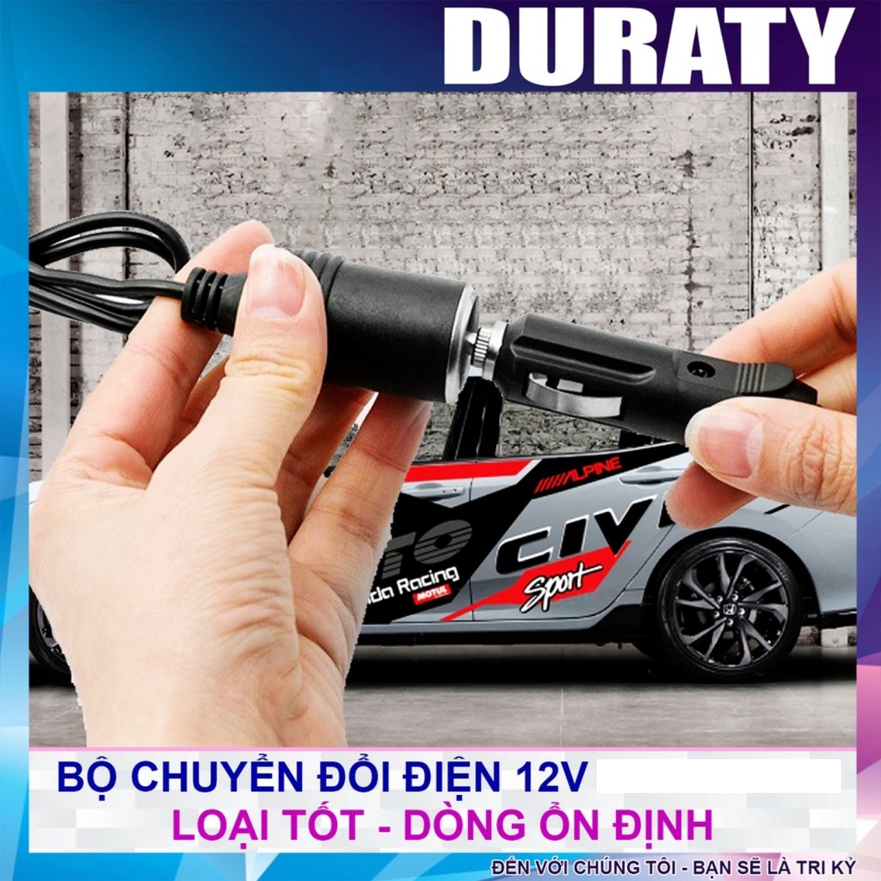 Đổi nguồn 220v-12v có tẩu cắm cho máy bơm lốp , máy hút bụi và các thiết bị 12v khác thuận tiện loại tốt nguồn đồng
