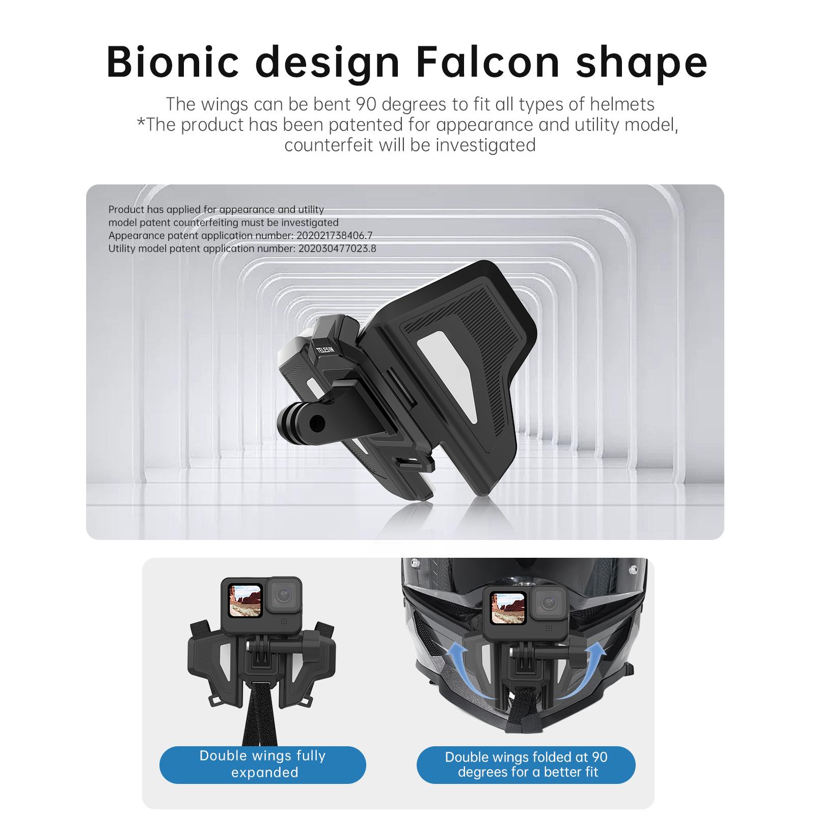 Telesin Motorcycle Matermet Mount dây đeo có thể gập cằm phía trước cho GoPro 11 Hero 10 9 8 7 DJI OSMO Hành động 3 Insta360 Phụ kiện
