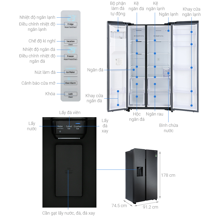 Tủ lạnh Samsung Inverter 617 lít RS64R5301B4/SV - Chỉ giao tại HN