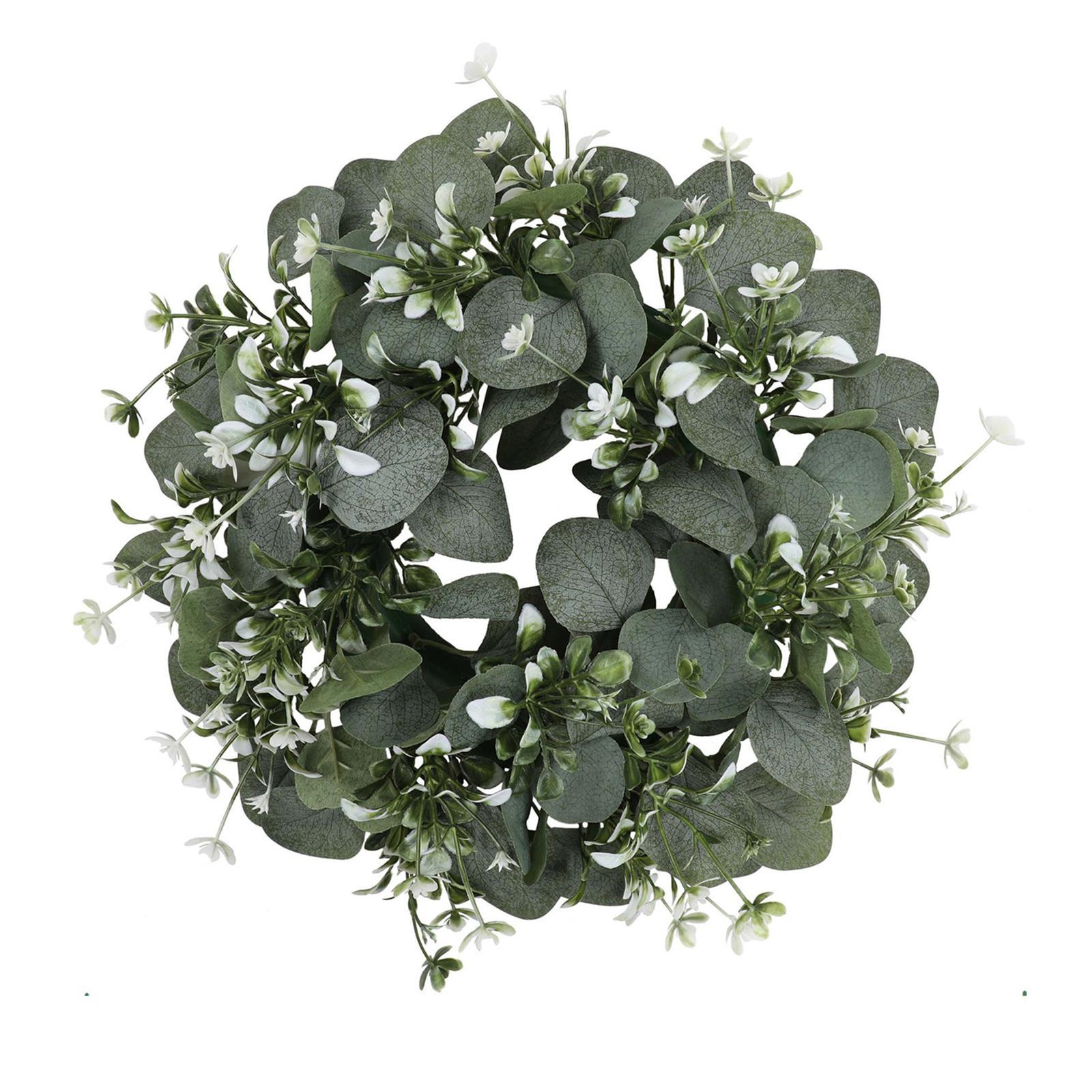 Artificial Wreath Large Green Leaf Wreath Garland Decoration Durable Front Door Eucalyptus Wreath for Garden Patio