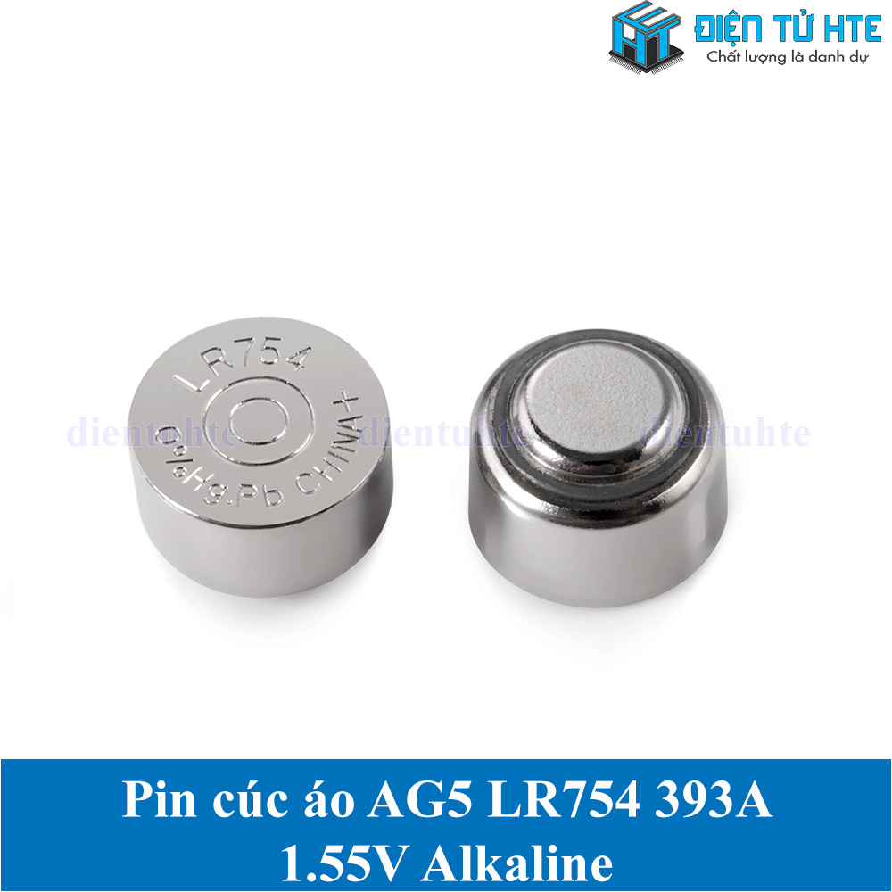 Bộ 2 viên Pin cúc áo AG5 LR754 393A 1.55V