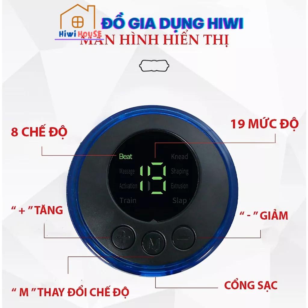 Miếng Dán Massage Xung Điện EMS Cao Cấp, Máy Massage Mini Toàn Thân Màn Hình LED 8 Chế Độ -19 Cường Độ Giảm Đau Hiệu Quả