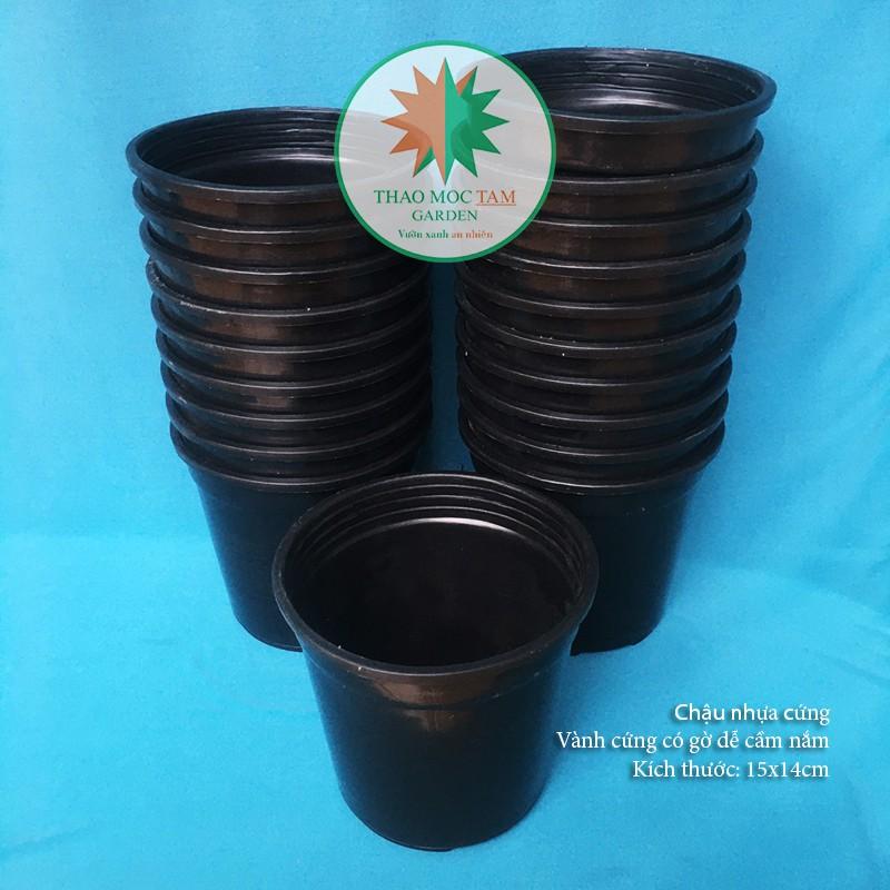 30c Chậu nhựa cứng 15x14cm – Chậu nhựa tròn, dày thích hợp trồng cây hoa, cây kiểng nhỏ, ươm trồng cây.