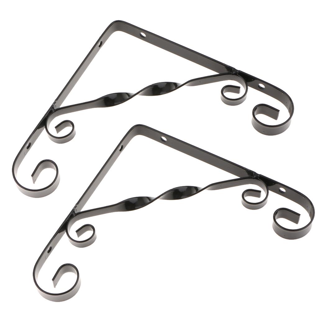 2x Metal Black Floating Wall Shelf Bracket Support Holder Wall Rack DIY #1