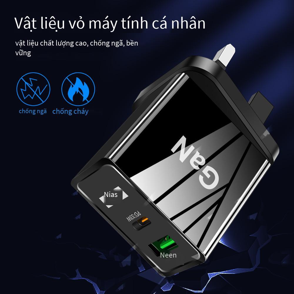 Đảm Bảo Chất Lượng 65W Gallium Nitride PD Sạc Nhanh QC3.0 + PD Điện Thoại Di Động Sạc Nhanh Đầu Laptop Đa Năng GaN Nguồn Điện