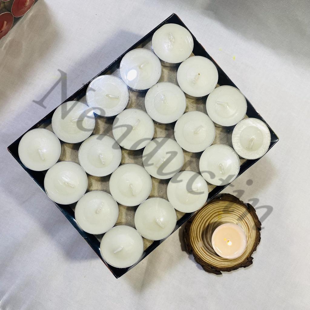 Hộp 100 viên nến Tealight cao cấp cháy 2,5 đến 3h không khói không mùi an toàn cho người sử dụng